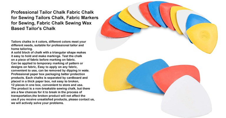 12PCS Professional Tailor Chalk Fabric Chalk for Sewing Tailors Chalk, Fabric Markers for Sewing, Fabric Chalk Sewing Wax Based Tailor's Chalk.jpg